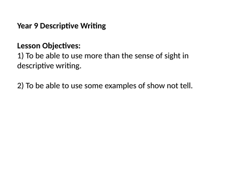 Year 9 - Descriptive Writing Lesson
