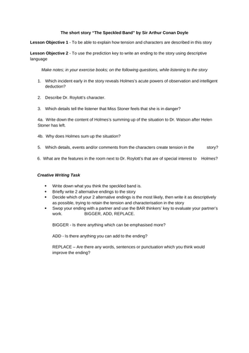 The Speckled Band - Lesson Plan