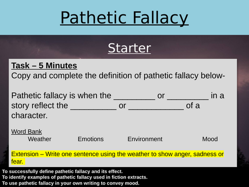 GCSE English Language - Creative Writing with Pathetic Fallacy