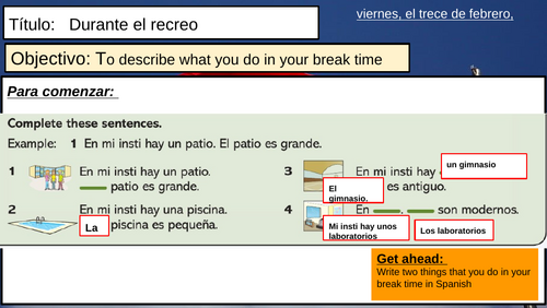 Durante el recreo| During break| Spanish| Mi vida| Module 3| Year 7