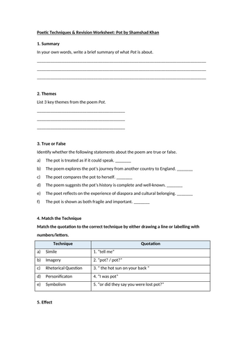 Pot by Shamshad Khan Worksheet