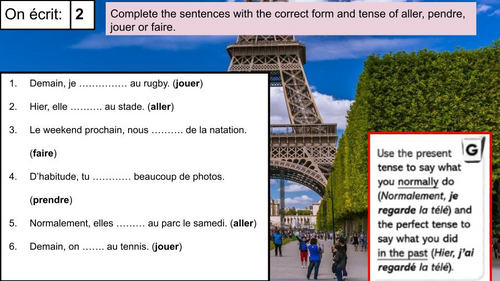 Year 8 French | Normalement, hier, demain | Free Time Activities| Three tenses