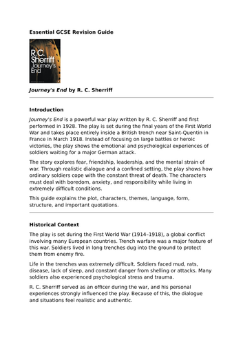 Journey's End by R. C. Sherriff – Essential GCSE Revision Guide