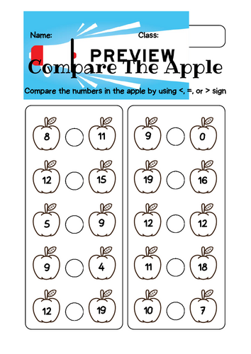 Compare the Apple: Numbers to 50