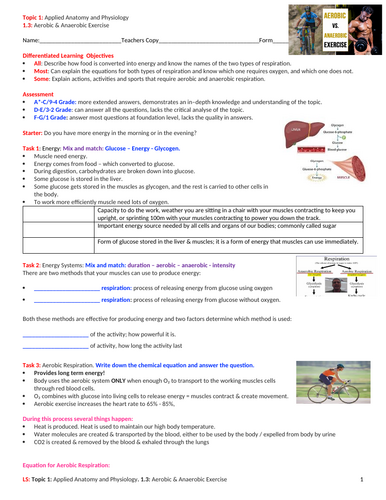 GCSE PE (Spec 2016 Edexcel) T1: Applied anatomy and physiology, 1.3: Aerobic & Anaerobic Exercise .