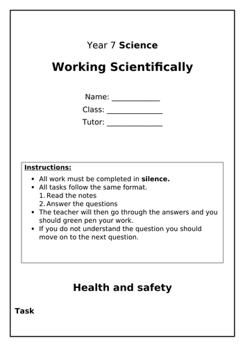 KS3 Working Scientifically Booklet 2