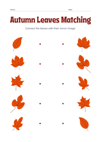 Autumn Leaves Matching Worksheet