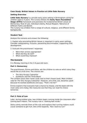 British values in early years case studies