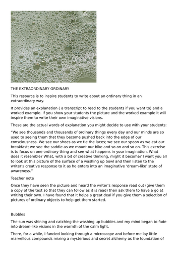 Writing exercise: The extraordinary ordinary