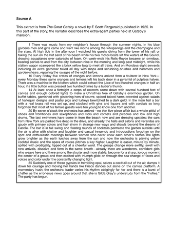 AQA GCSE English Language Paper 1 Practice Paper (2026 Format) - The Great Gatsby Extract