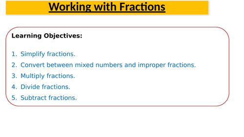 Working with Fractions – GCSE Maths Lesson (PowerPoint)