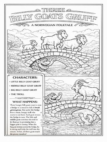 Three Billy Goats Gruff coloring page