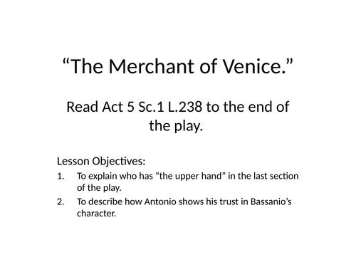 The Merchant of Venice - Act 5, Scene 1