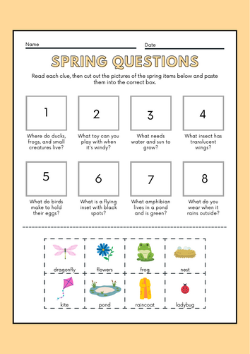 Spring Riddles: Cut & Paste Quiz
