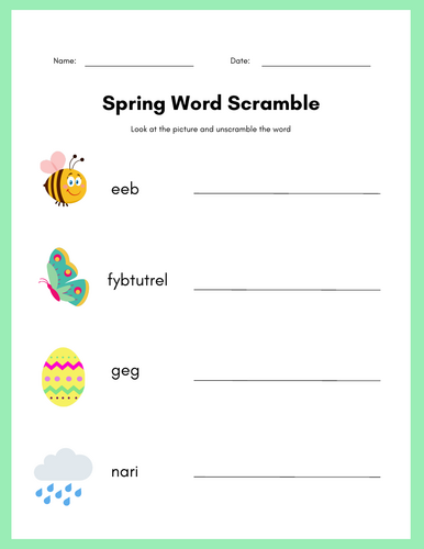 Spring Word Scramble