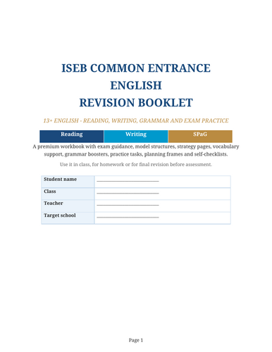 ISEB Common Entrance English revision booklet