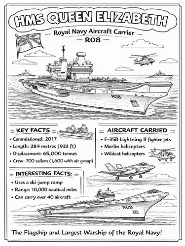 HMS Queen Elizabeth (R08) coloring page