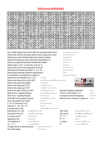 GCSE Maths Revision wordsearch