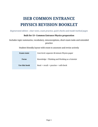 ISEB BIOLOGY REVISION BOOKLET