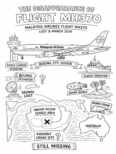 The Disappearance of Malaysia Airlines Flight MH370  coloring page