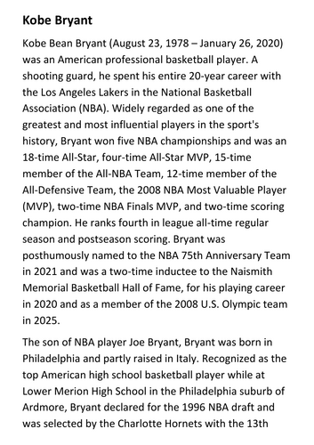 Kobe Bryant Handout