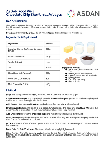 ASDAN Food Wise - Chocolate Chip Shortbread Recipe
