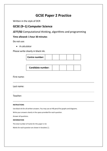 OCR J277 Paper 2 Style Questions