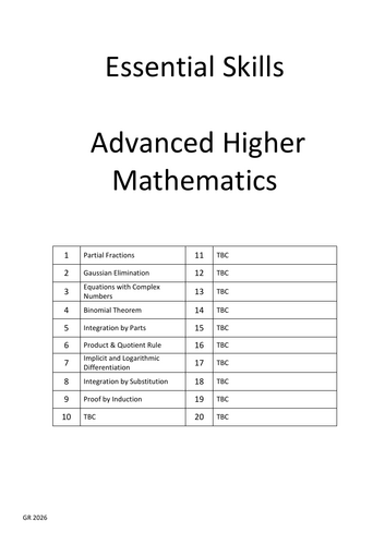 Advanced Higher Mathematics Essential Skills