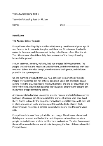 Year 6 SATs Reading Test 2 – Non-fiction, 36 Questions, 40 Marks