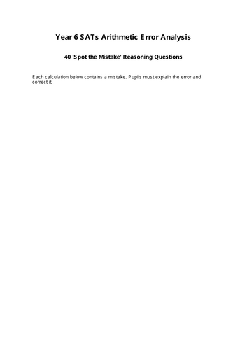Year 6 SATS - Spot the Error!