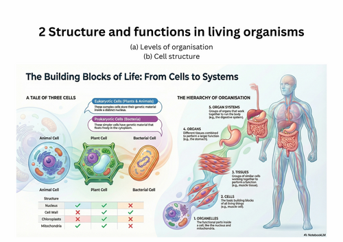 Levels of organization. Cell structure  – IGCSE Biology Infographics (Edexcel)