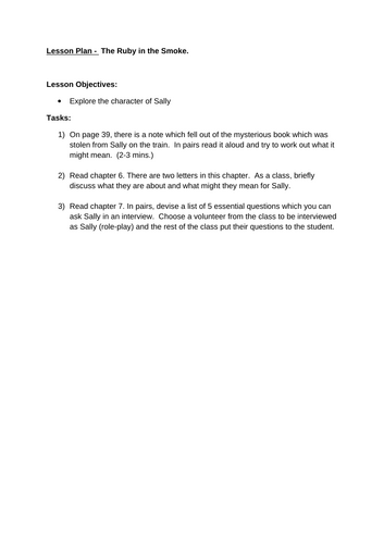 The Ruby in the Smoke - The character of Sally