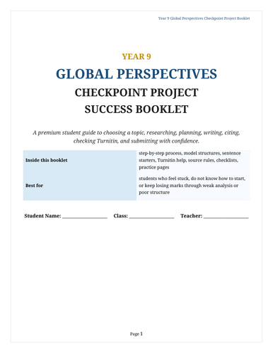 Year 9 Global Perspectives Checkpoint Project