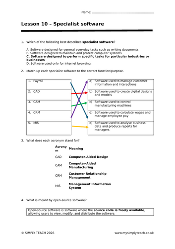 WJEC Voc IT - L10: Specialist software