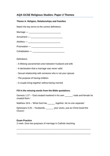 GCSE AQA religious studies Specification B paper 2 adapted revision booklets: Judaism and Themes