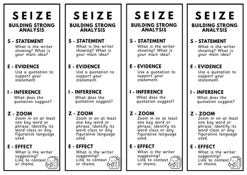 SEIZE Quote Analysis Bookmark | KS3 English | GCSE English