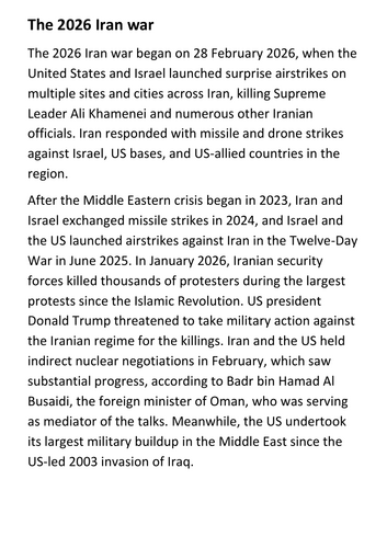The 2026 Iran war Handout