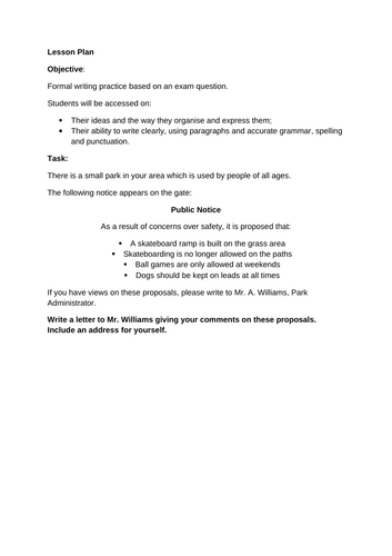 Formal Letter Writing Lesson