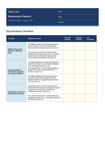 Edexcel iAL Geography - Paper 3 - 3.4.1. Biodiversity under threat -patterns. PPTs & workbook