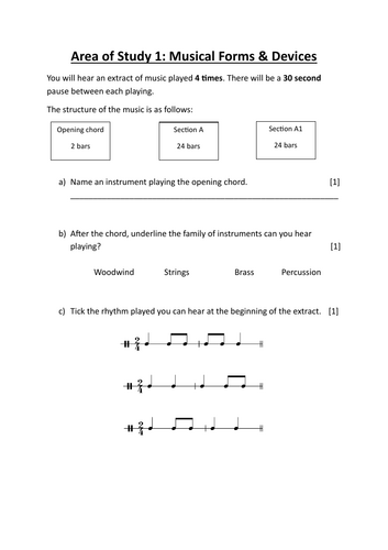 Eduqas AoS 1: Forms and Devices Listening Question