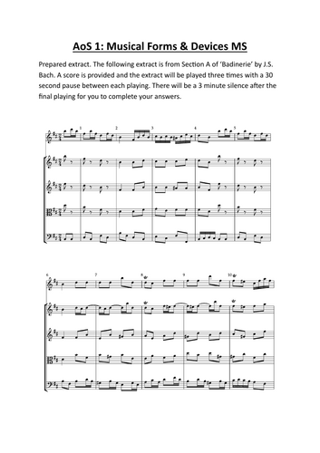 Eduqas AoS 1: Badinerie Section A