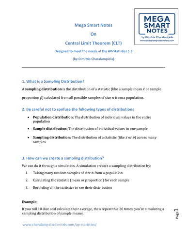 5.3 Central Limit Theorem - Mega Smart  Notes
