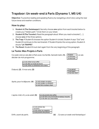 Near future tense - French y8 trapdoor