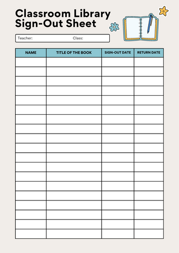 Classroom Library Sheet