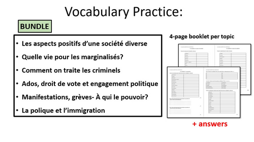 Vocabulary Practice- Year 2 Topics- A level French