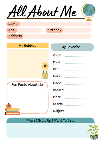 All About Me: Interactive Personal Poster