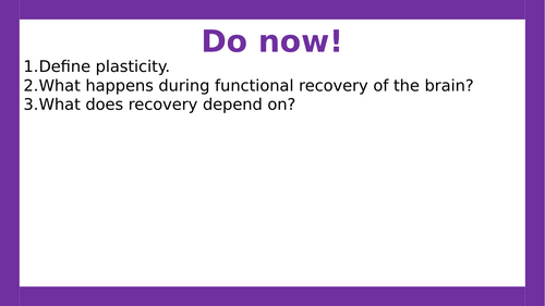 AQA A-level Psychology: Plasticity and Functional Recovery of the Brain Evaluation (Lesson 12 of Bio