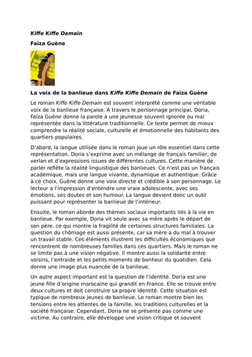 Kiffe Kiffe Demain – Faïza Guène – The Voice of the Suburbs