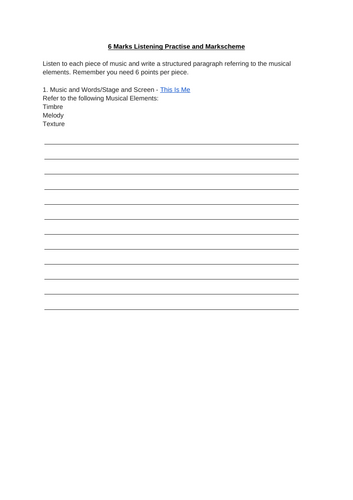 IGCSE Music New Course - 6 mark essay question practise and markscheme
