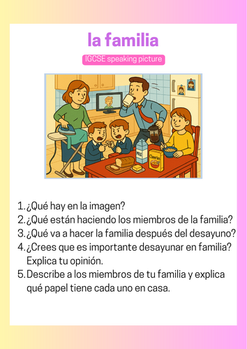 la familia example IGCSE photo card